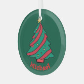 ボーイズ名 | グリーンクリスマスツリー ガラスオーナメント (正面左)