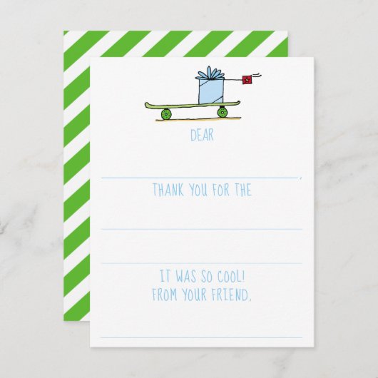 ボーイズ埋め込みスケートボード誕生日ありがとう ノートカード (正面/裏面)
