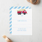 ボーイズ埋め込み消防車誕生日ありがとう ノートカード (正面/裏面インサイチュ)