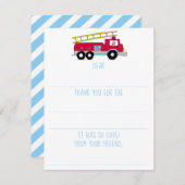 ボーイズ埋め込み消防車誕生日ありがとう ノートカード (正面/裏面)