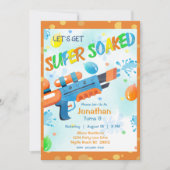 ボーイズ夏ウォーターガンプール誕生日パーティー 招待状 (正面)