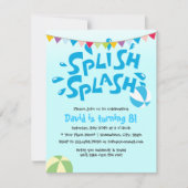 ボーイズ夏スプラッシュプールパーティー誕生日 招待状 (正面)