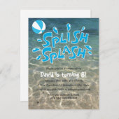 ボーイズ夏スプラッシュプールパーティー誕生日 招待状 (正面/裏面)