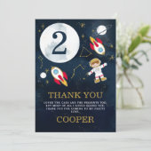 ボーイズ宇宙をテーマにした誕生日サンキューカード 招待状 (スタンド正面)