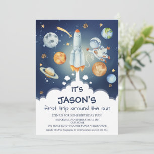ボーイズ宇宙ファーストのまわりにトリップザサン誕生日 招待状