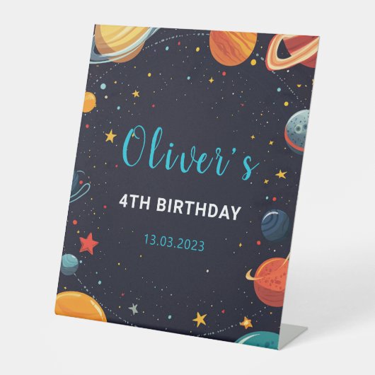 ボーイズ宇宙惑星誕生日台座標識 台座サイン (正面)