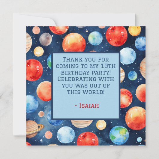 ボーイズ宇宙第10回のまわりに太陽誕生日 サンキューカード (裏面)