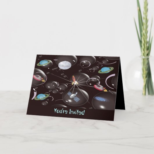 ボーイズ宇宙誕生日招待状 招待状 (正面)