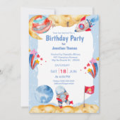 ボーイズ宇宙飛行士ブルーレッド招待状 招待状 (正面)