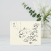 ボーイズ寝室のメスファミリーユーモアスケッチ上から ポストカード (スタンド正面)