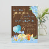 ボーイズ小さなかぼちゃの素朴木のベビーシャワー 招待状 (スタンド正面)