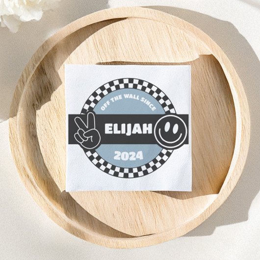 ボーイズ市松模様にススケートボードグルービーヒッピー誕生日 スタンダードカクテルナプキン