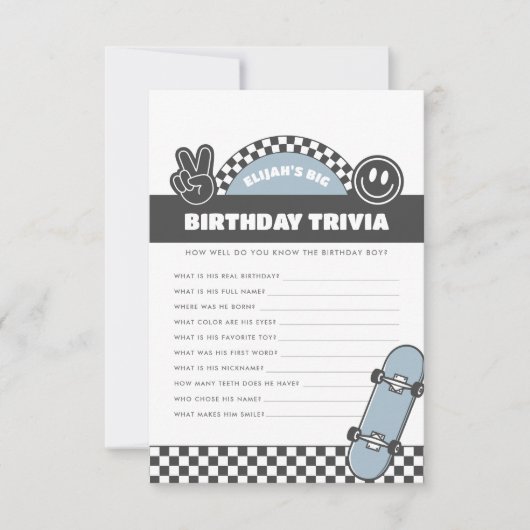 ボーイズ市松模様にススケートボードグルービーヒッピー誕生日 ノートカード (正面)