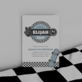 ボーイズ市松模様にススケートボードグルービーヒッピー誕生日 招待状