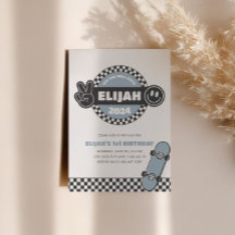 ボーイズ市松模様にススケートボードグルービーヒッピー誕生日