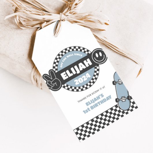 ボーイズ市松模様にススケートボードグルービー素晴らしい誕生日 ギフトタグ