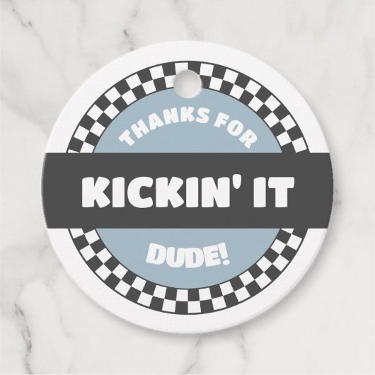 ボーイズ市松模様にススケートボードグルービー素晴らしい誕生日 フェイバータグ (正面)