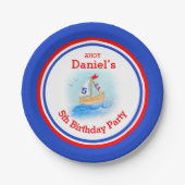 ボーイズ帆船5thバースデーカスタマイズプレート ペーパープレート (正面)