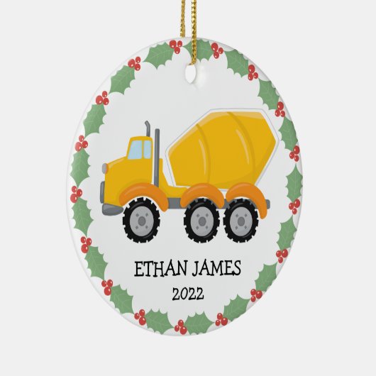 ボーイズ建築セメントミキサートラッククリスマス セラミックオーナメント (右)