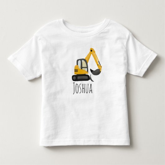 ボーイズ建築ゾーンディガー掘削機と名前 トドラーTシャツ (正面)