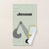 ボーイズ建築掘り出し機とネームキッズ バスタオルセット (ハンドタオル)