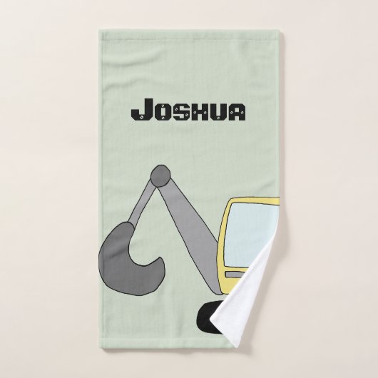 ボーイズ建築掘り出し機とネームキッズ バスタオルセット (ハンドタオル)