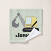 ボーイズ建築掘り出し機とネームキッズ バスタオルセット (ウォッシュタオル)