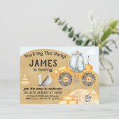 ボーイズ建築掘削機1st誕生日 招待状 (スタンド正面)