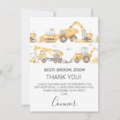 ボーイズ建築車両誕生日サンキューカード 招待状 (正面)