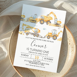 ボーイズ建築車両誕生日招待状 招待状