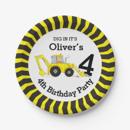 ボーイズ建築4歳の誕生日カスタマイズプレート ペーパープレート