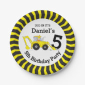 ボーイズ建築5歳の誕生日カスタマイズプレート ペーパープレート (正面)