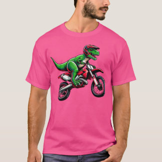 ボーイズ恐竜のダートバイクモトクロスバイク Tシャツ