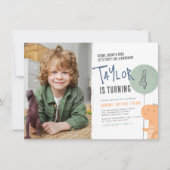 ボーイズ恐竜をテーマにした誕生日パーティーのカスタム写真 招待状 (正面)