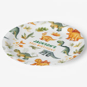 ボーイズ恐竜バースデーパーティー紙プレート ペーパープレート (アングル)
