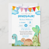 ボーイズ恐竜3rd誕生日パーティー 招待状 (正面)
