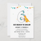 ボーイズ恐竜6th誕生日パーティー 招待状 (正面)