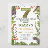 ボーイズ恐竜7th誕生日パーティーへの招待 招待状 (正面)
