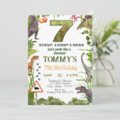 ボーイズ恐竜7th誕生日パーティーへの招待 招待状 (スタンド正面)