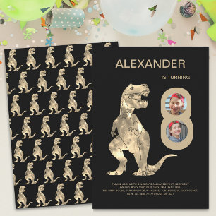 ボーイズ恐竜8thバースデーパーティー写真コラージュ 招待状