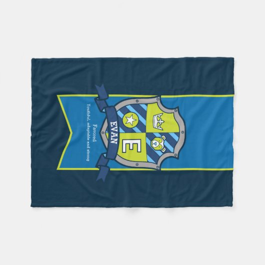 ボーイズ文字Eエヴァンの名前はクマ毛布を意味する フリースブランケット (正面(横))