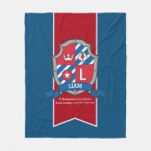 ボーイズ文字Lリアム名ブルーブランケットを意味する フリースブランケット (正面)