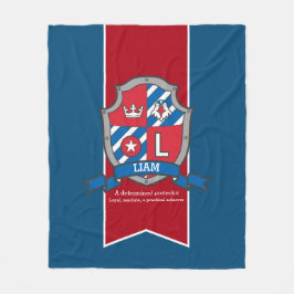 ボーイズ文字Lリアム名ブルーブランケットを意味する フリースブランケット