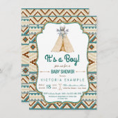 ボーイズ族のテペアステカーベイビーシャワー 招待状 (正面/裏面)