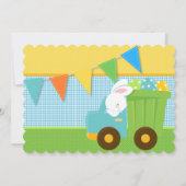 ボーイズ春イースター誕生日パーティーバニーダンプトラック 招待状 (裏面)