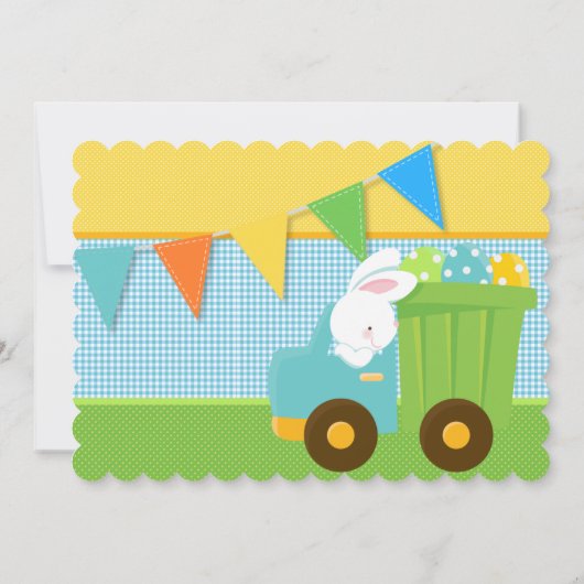 ボーイズ春イースター誕生日パーティーバニーダンプトラック 招待状 (裏面)