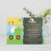 ボーイズ春イースター誕生日パーティーバニーダンプトラック 招待状 (スタンド正面)