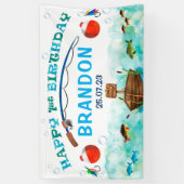 ボーイズ最初の誕生日の背景魚釣りO-fish-ally 横断幕 (縦)