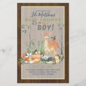 ボーイズ森林動物の森の赤ちゃんシャワー招待状 チラシ (正面)