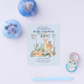 ボーイズ森林動物の森の赤ちゃんシャワー招待状 チラシ (シングル)